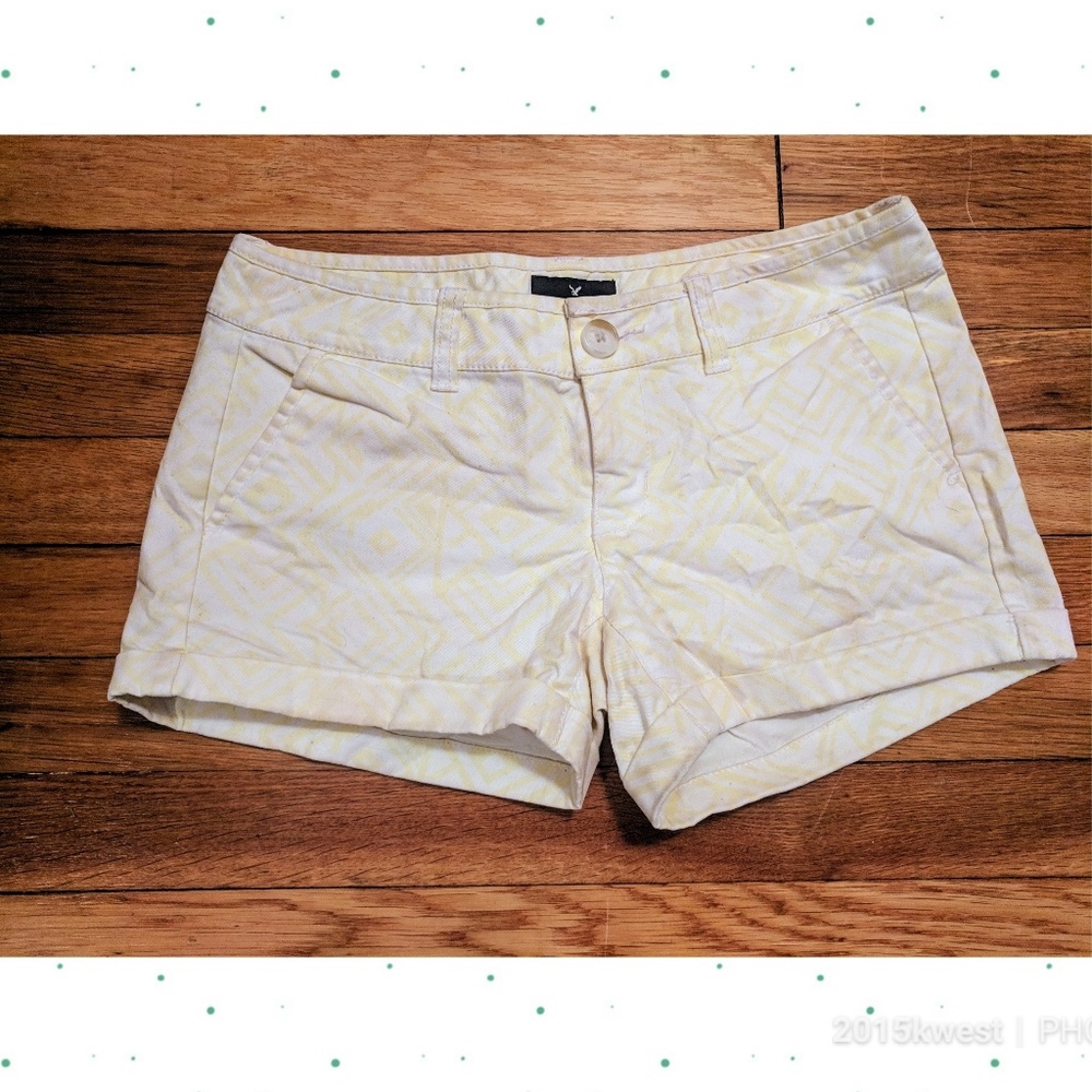 American Eagle Yellow Tribal Print Shorts
